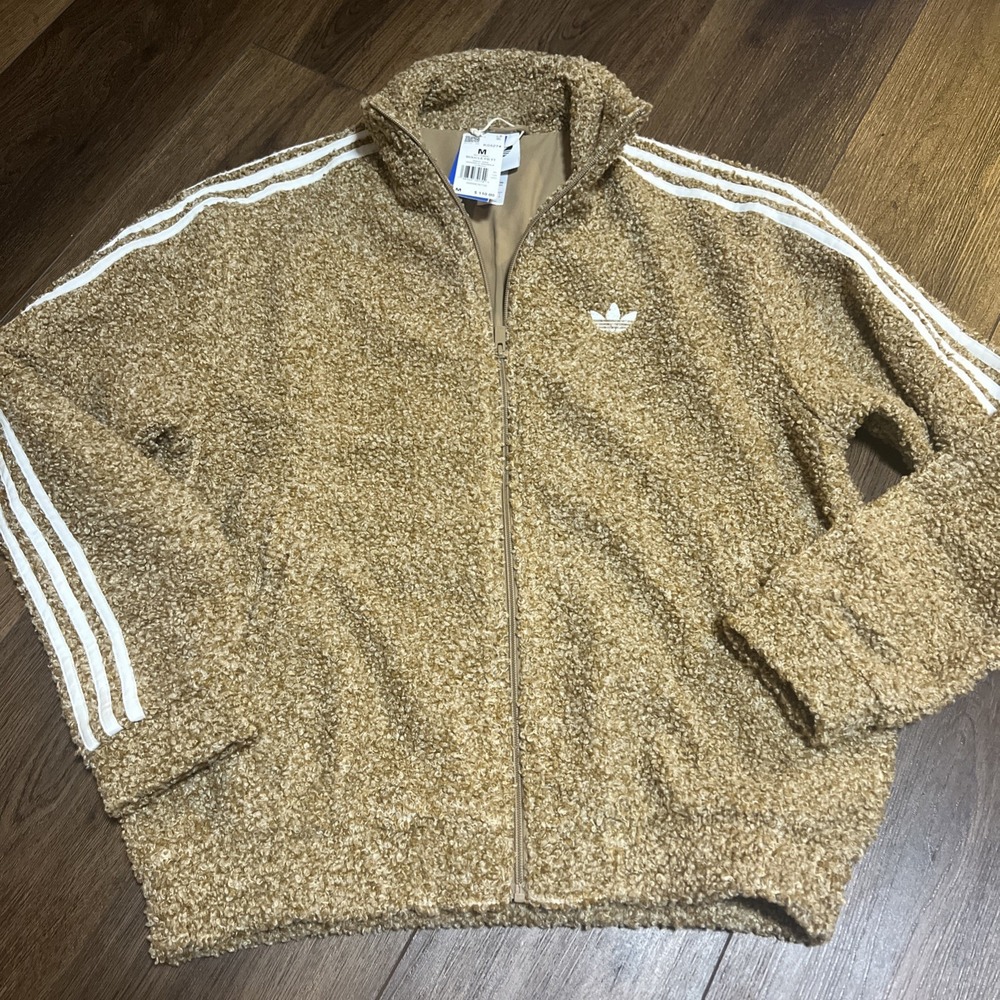 New Adidas Boucle Firebird Track Top Mens Medium Gold Full Zip Regular KS5274